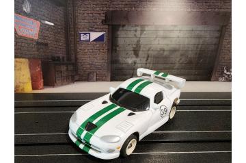 AFX Super Magnatraction Chassis with NOS JL White Dodge Viper Body HO Slot Car.