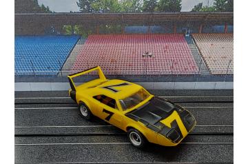 AFX #7 Yellow Daytona Charger Magnatraction HO Slot Car.