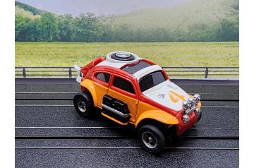 AFX Magnatraction with NOS JL #4 Org Red Baja Bug Body HO Slot Car
