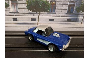 AFX Magna-Traction with NOS JL '57 Blue Corvette Roadster Body HO Slot Car.