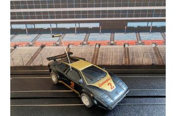 Tyco #2 Black Gold Lamborghini Countach 440x2 HO Slot Car