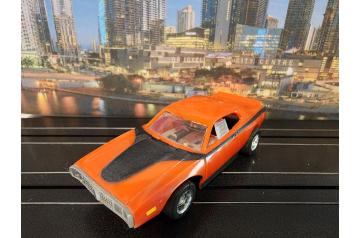 Tyco Orange Black Dodge Charger HP7 HO Slot Car.