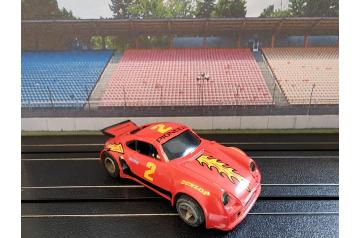 Life-Like #2 Flamed Porsche Race Car M Chassis HO Slot Car