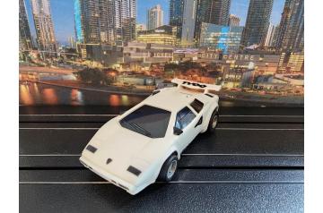 Tyco White Lamborghini Countach 440x2 HO Slot Car